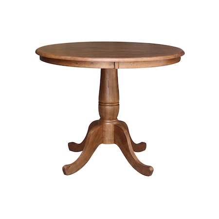 International Concepts Round 36 in Round Top Pedestal Table, 29.1 in Height, Distressed Oak, 36 W, 36 L, 29.1 in H, Wood K42-36RT